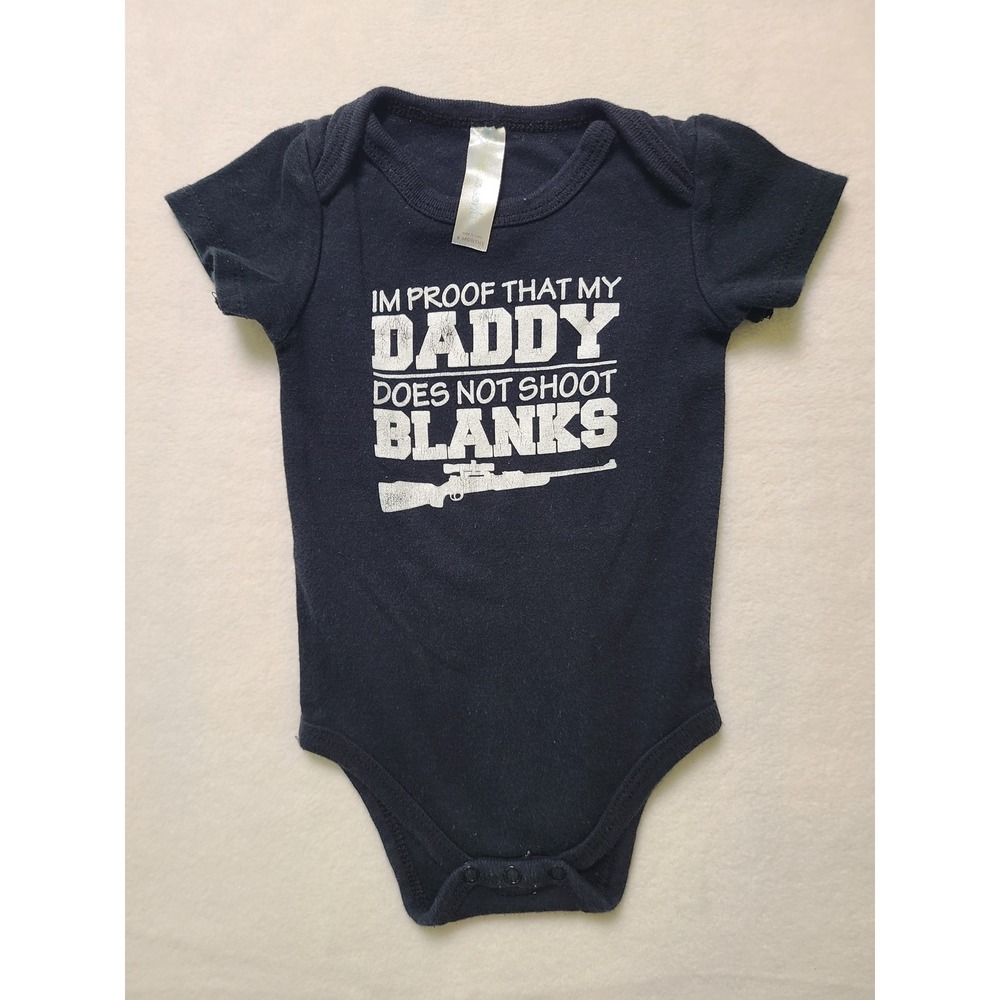 Baby Essentials 6 Months Bodysuit Funny Daddy Shoot Blanks Navy Blue Short Slv